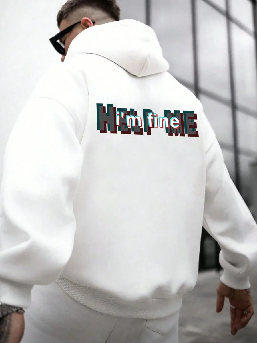 New high quality men's streetwear, monogram printed stylish cotton soft outdoor sports hoodie
