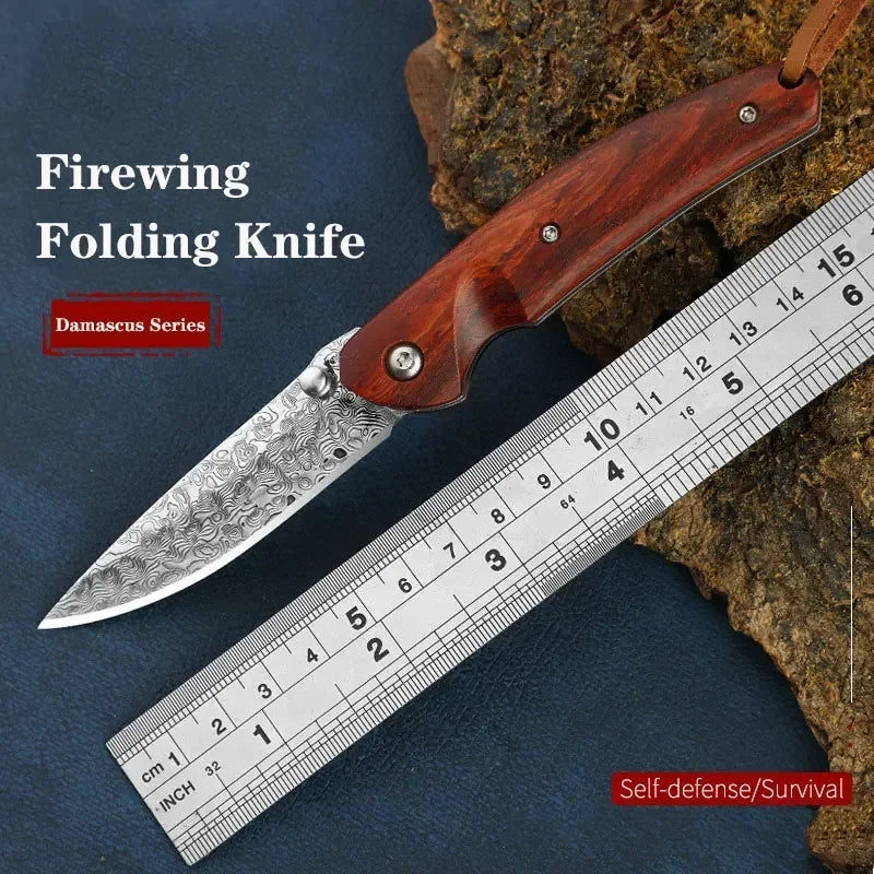 Folding Pocket Knife Damascus Steel Defense Camping Hunting Self-defense Sharp Portable Outdoor Knive Camping Portable EDC Knife