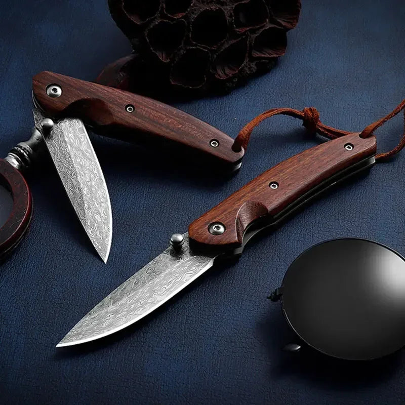 Folding Pocket Knife Damascus Steel Defense Camping Hunting Self-defense Sharp Portable Outdoor Knive Camping Portable EDC Knife