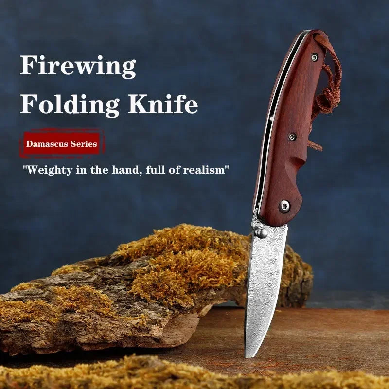Folding Pocket Knife Damascus Steel Defense Camping Hunting Self-defense Sharp Portable Outdoor Knive Camping Portable EDC Knife
